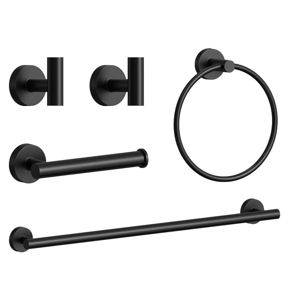 HOMEMYSTIQUE Bathroom Hardware Set with Towel Bar/Rack, Towel/Robe Hook, Toilet Paper Holder, Towel Ring