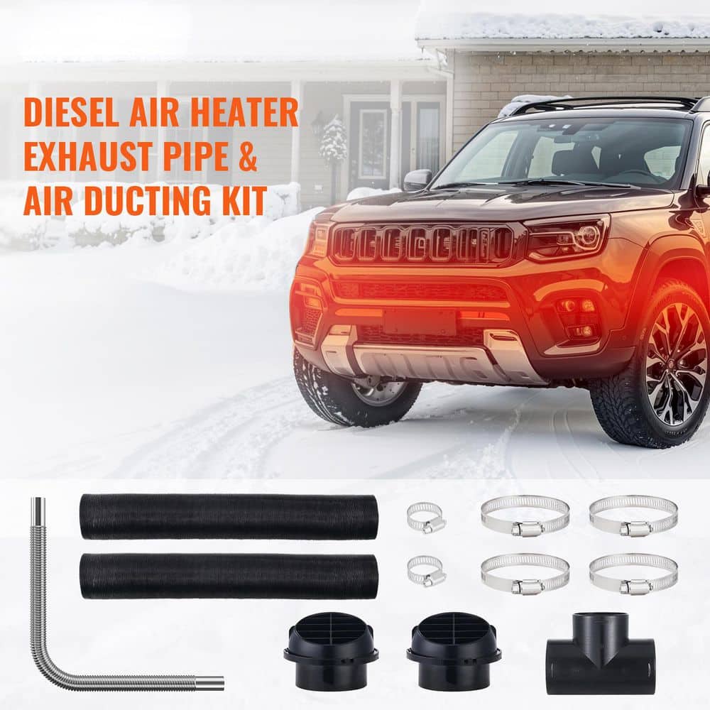 SKYSHALO Diesel Heater Pipe Ducting Set, 3 in. Extendable Air Duct Hose, 1 in. Stainless Steel Exhaust Pipe, 2-Air Vents (2)