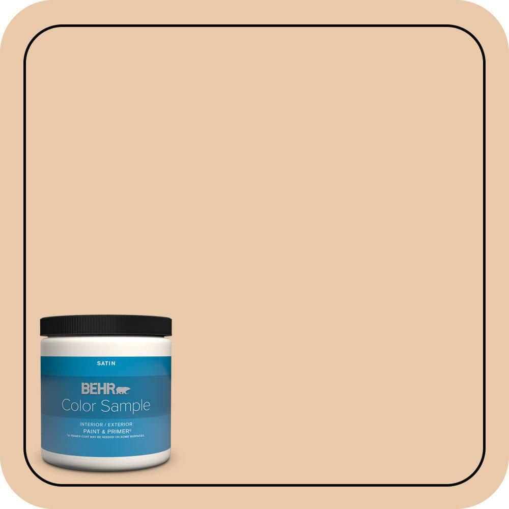 BEHR PREMIUM PLUS 8 oz. #S250-2 Almond Biscuit Satin Enamel Interior/Exterior Paint & Primer Color Sample