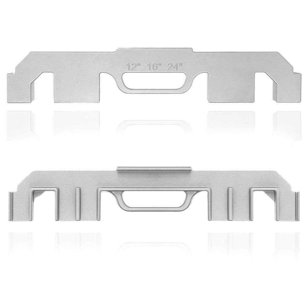 NVNOO 6 in 1 Adjustable Size On-Center Stud Layout Tool, 100% Cast Aluminum Framing Spacing Tool, Silver (2-Pack)