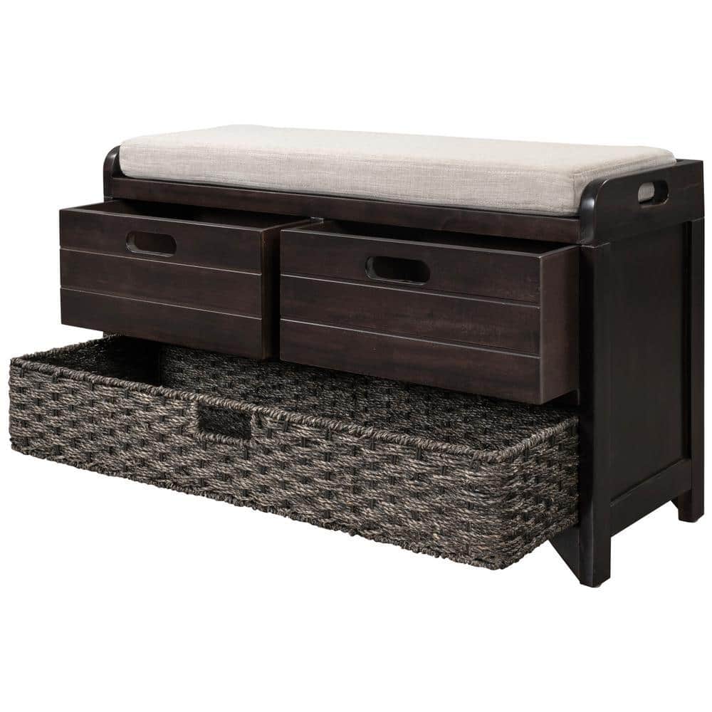 COWLOWN 32 in. W x 11.8 in. D x 20 in. H Bathroom Brown Linen Cabinet (1)