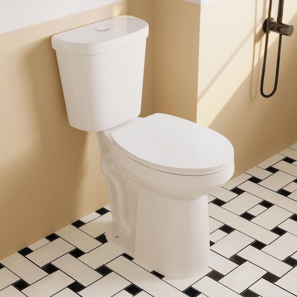 DEERVALLEY 21 in. Extra Tall 2-Piece 1.1/1.6 GPF Dual Flush Elongated Raised Toilet in White 12 in. Rough In, Seat Included (1)