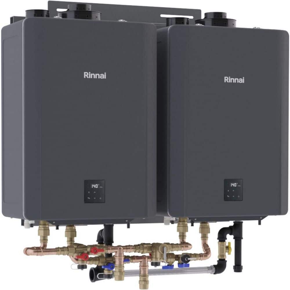 Rinnai TRX Interior Wall Mount 2-Unit Tankless Water Heater System (2)