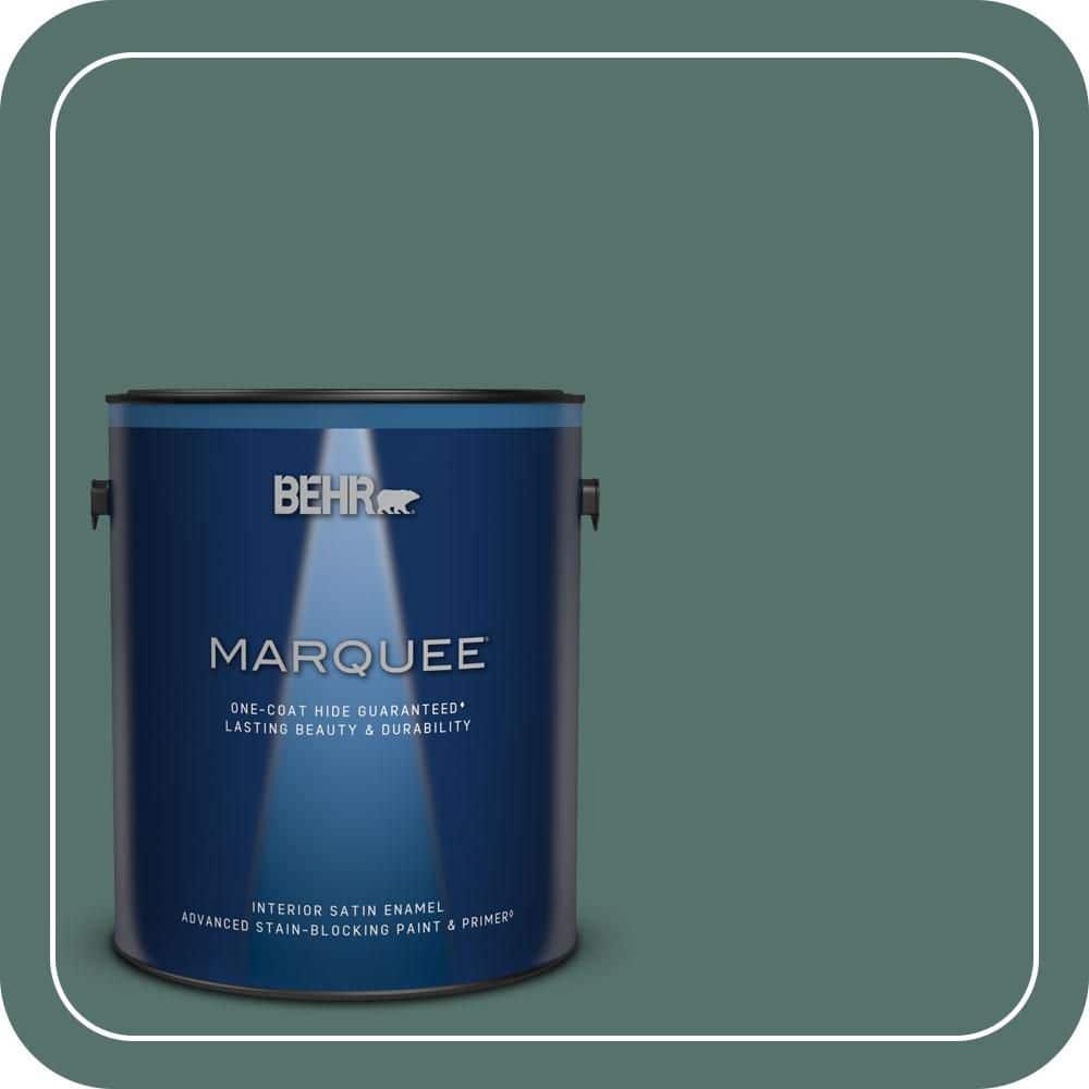 BEHR MARQUEE 1 gal. #480F-6 Shaded Spruce Satin Enamel Interior Paint & Primer