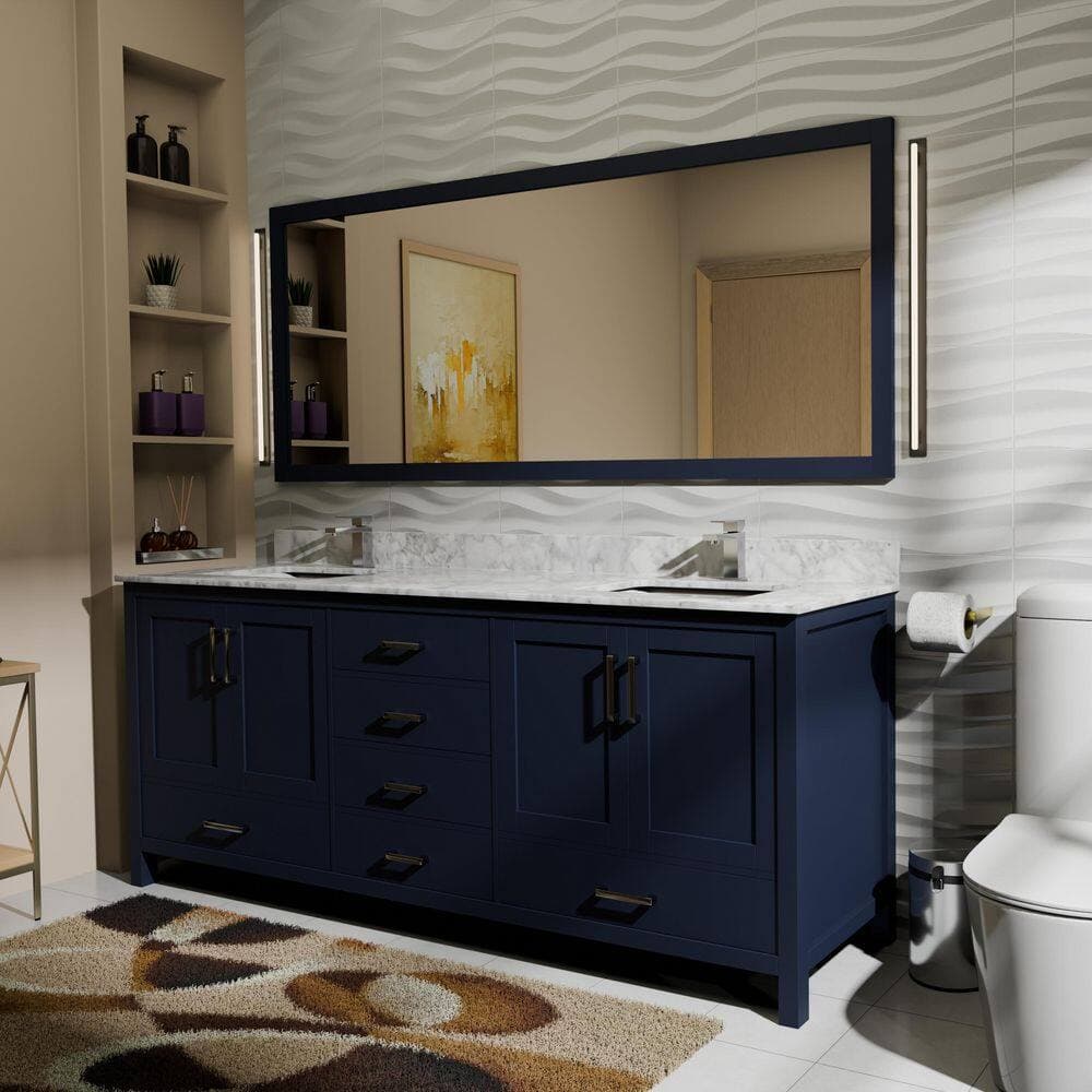 Lexora Jacques 72 in. W x 22 in. D x 34 in. H Bath Vanity Cabinet without Top in Navy Blue (2)