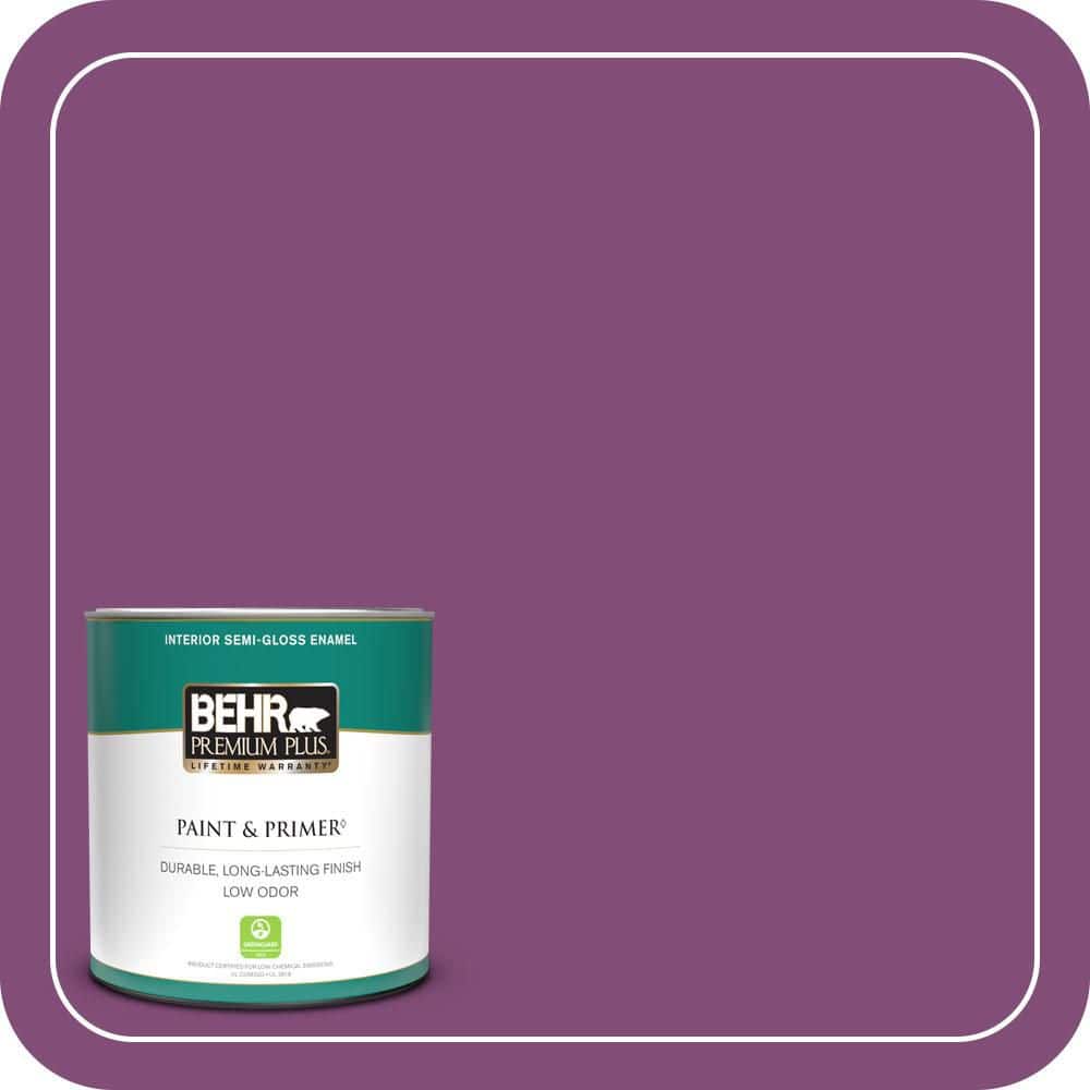 BEHR PREMIUM PLUS 1 qt. #T15-12 Graphic Grape Semi-Gloss Enamel Low Odor Interior Paint & Primer