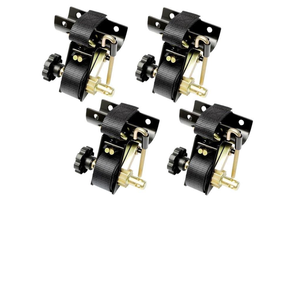 Helhom 4 Pieces Ladder Rack Ratchet Straps with J-Hook, 2 in. Black Round Tube Mount, 500 lb. Load Cargo Buckle Rack Lock Strap (1)