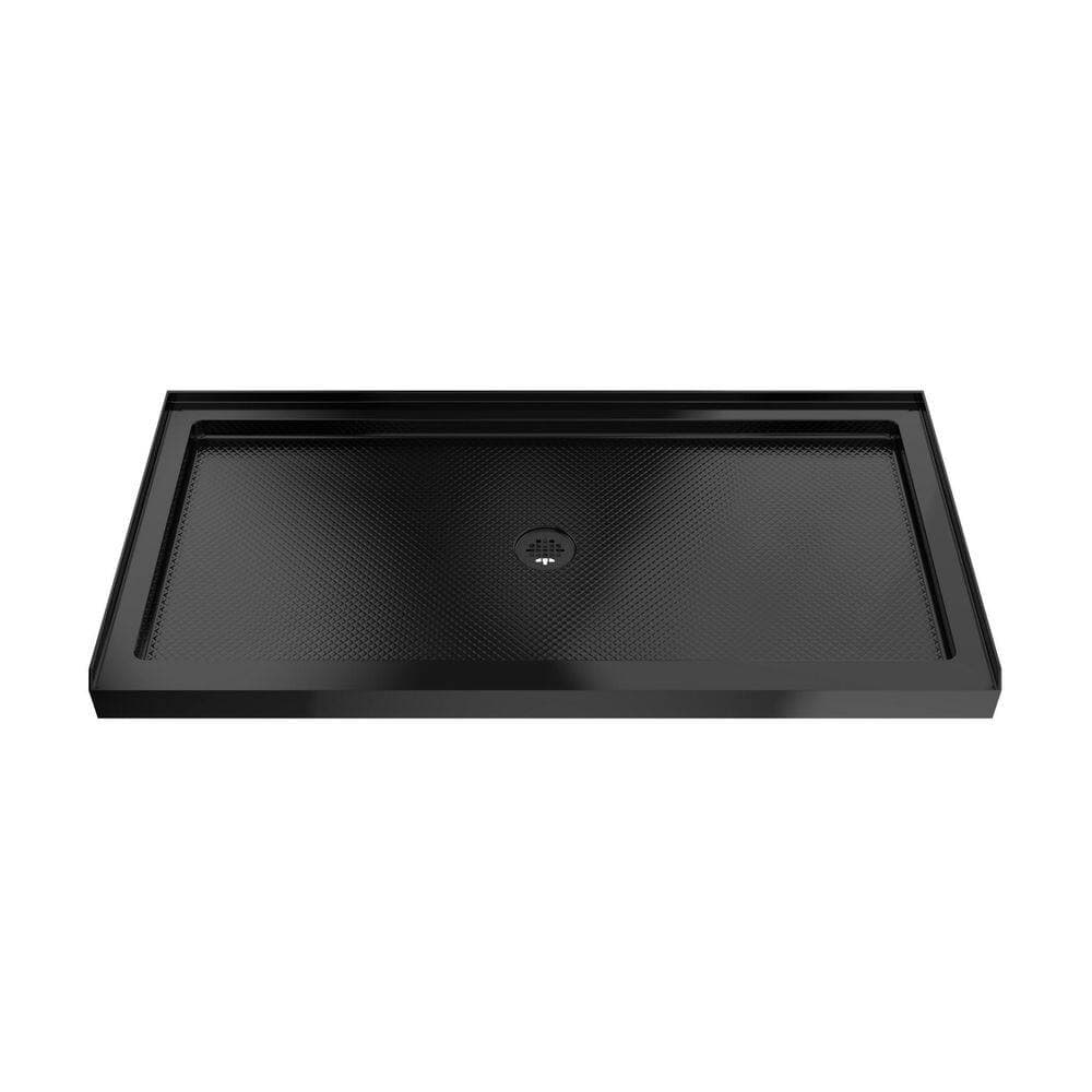 DreamLine SlimLine 60 in. L x 32 in. W Alcove Rectangular Black Shower Pan Base with 2 in. Round Center Drain in Matte Black (1)