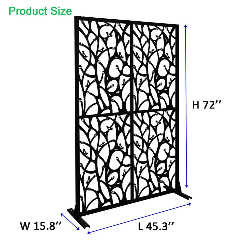 Unbranded 72 in. H Black Metal Privacy Screen, Divider with Free Standing (3)