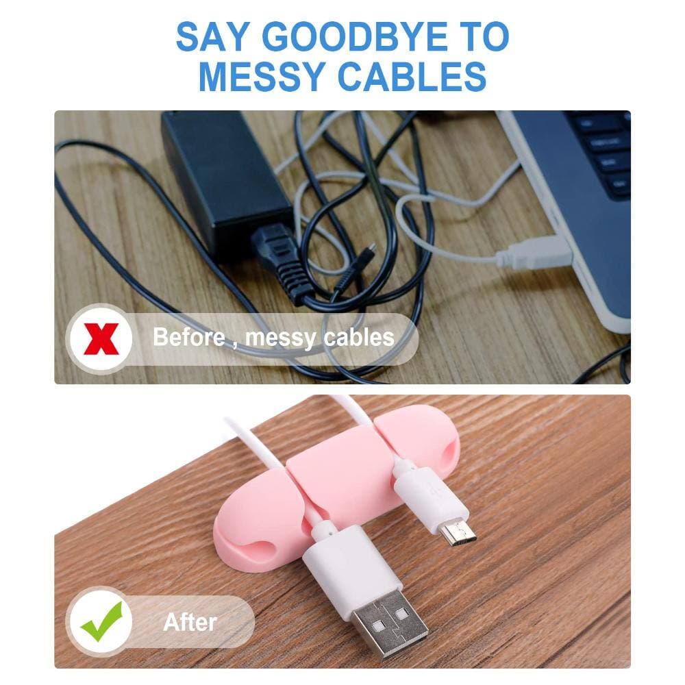 Unbranded 3-Piece Silicone Cable Clips with 4-Slot Cord Organizer for Desk Cable Management, Self-Adhesive Pink (3)