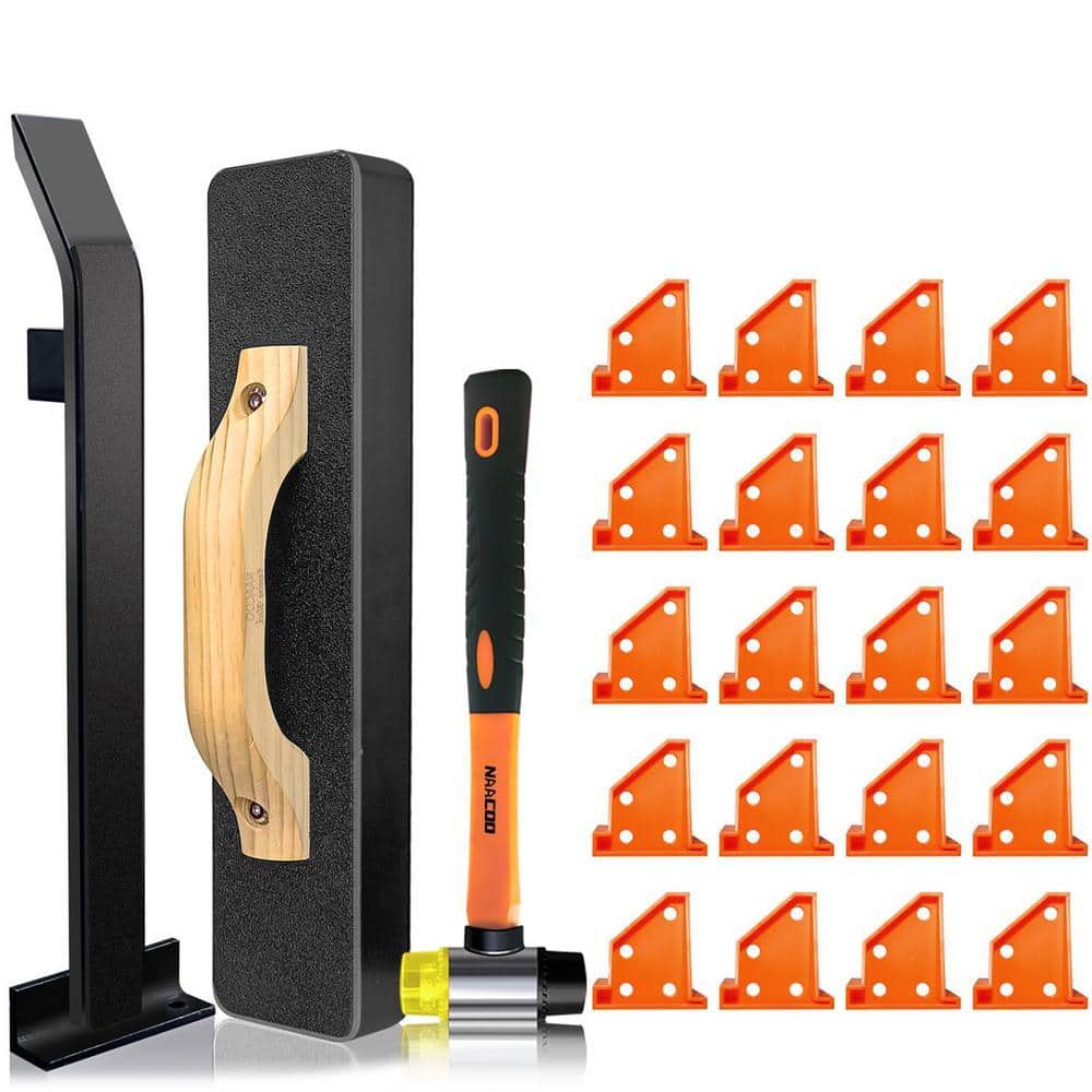 Angel Sar Laminate Flooring Tools, Flooring Installation Kit with Heavy Tapping Block, Pull Bar, 20 Pcs Flooring Spacers (1)
