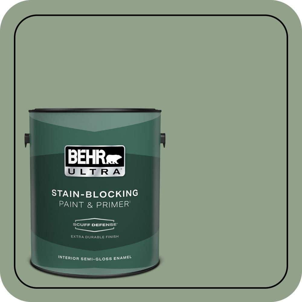 BEHR ULTRA 1 gal. #440F-4 Athenian Green Extra Durable Semi-Gloss Enamel Interior Paint & Primer