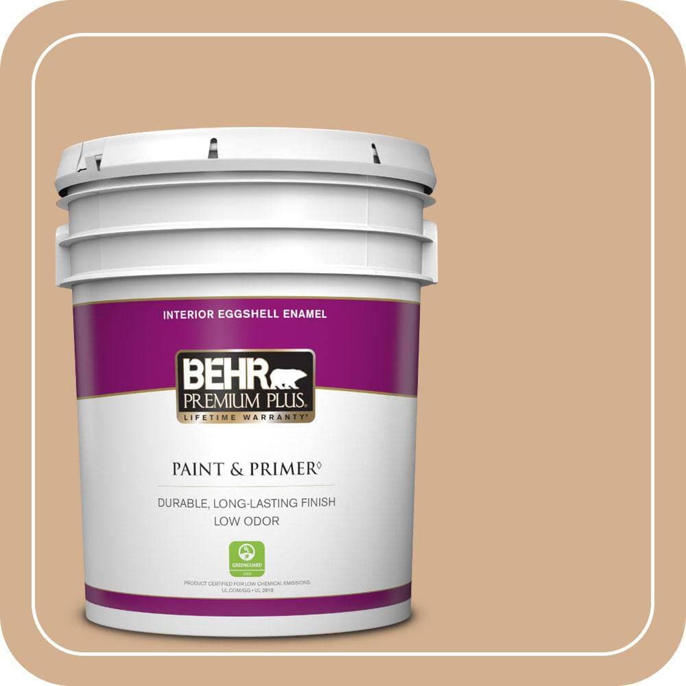 BEHR PREMIUM PLUS 5 gal. #MQ2-04 Butterscotch Amber Eggshell Enamel Low Odor Interior Paint & Primer