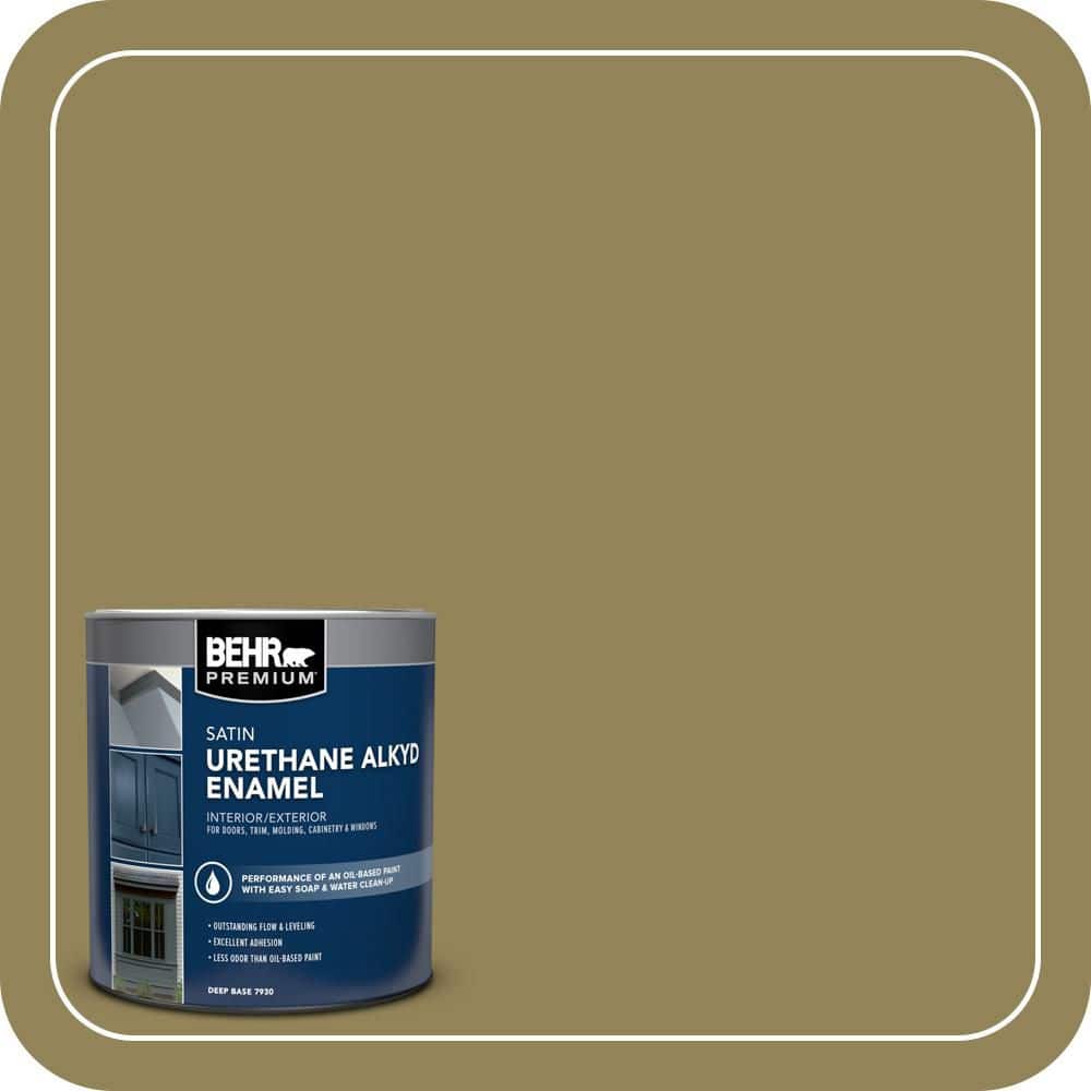 BEHR PREMIUM 1 qt. #S330-6 Dash of Oregano Satin Enamel Urethane Alkyd Interior/Exterior Paint (1)