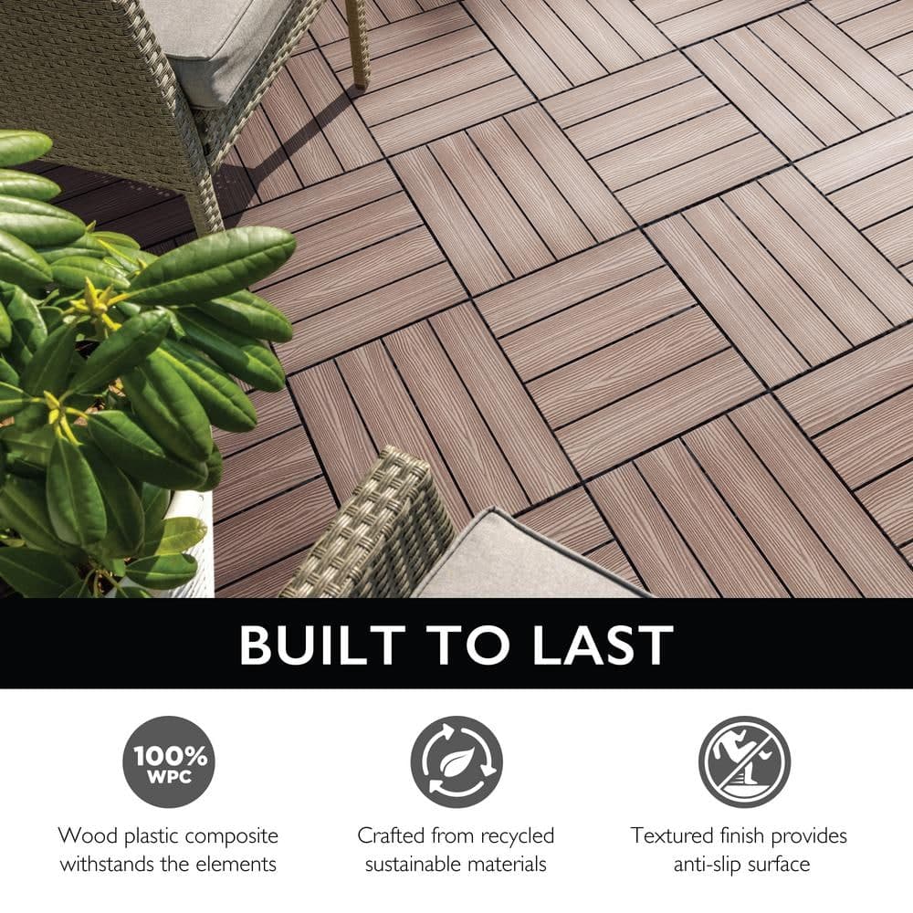 Design House Square 1 ft. x 1 ft. Wood-Plastic Composite Deck Tiles in Russet Canyon (6-Pack) (2)