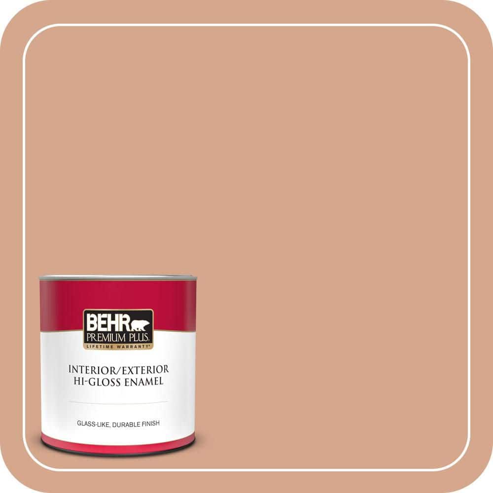 BEHR PREMIUM PLUS 1 qt. #MQ1-30 Peachy Confection Hi-Gloss Enamel Interior/Exterior Paint & Primer (1)