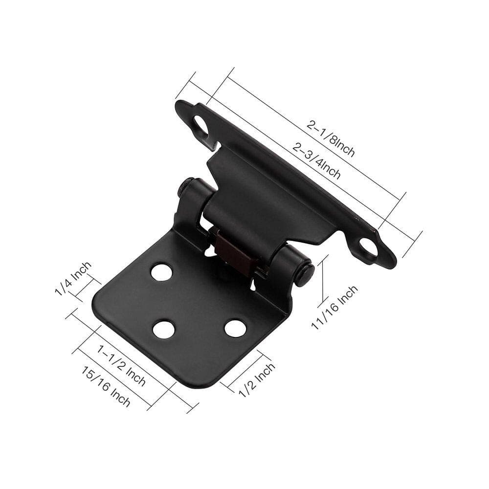 Wudkey 50-Pack (25 Pairs) 1/2 in. Overlay Self-Closing Black Cabinet Hinges with Bumpers and Screwdriver (2)