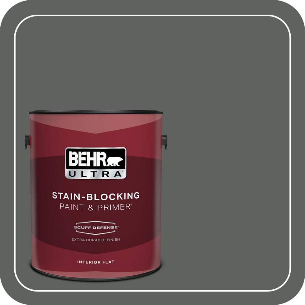BEHR ULTRA 1 gal. #N460-6 Hematite Extra Durable Flat Interior Paint & Primer (1)