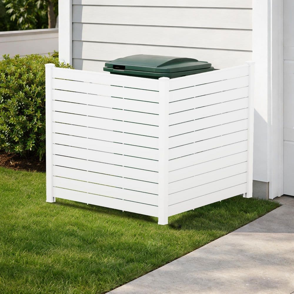 KOZYARD 4 ft. W x 4.17 ft. in. H Outdoor Privacy Screens Framed Flat Fence Panels Kit for AC, Trash Can Storage (White 2-Panels)