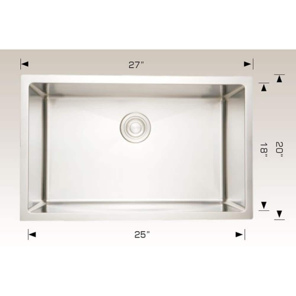 16 GAUGE SINKS 27 in. W x 20-in. D Undermount Laundry/Utility Sink With 1 Bowl And 16 Gauge in Chrome 16GS-37006 (2)