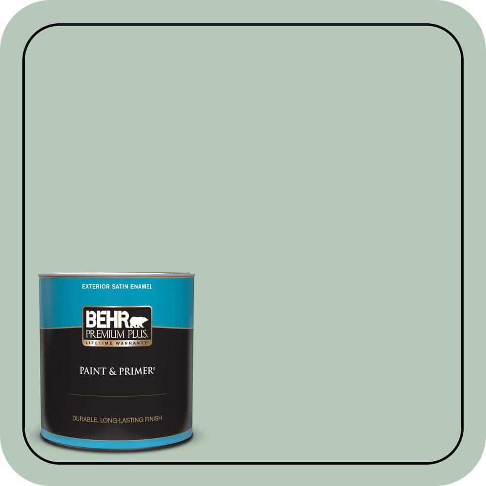 BEHR PREMIUM PLUS 1 qt. #S410-3 Ponds Edge Satin Enamel Exterior Paint & Primer