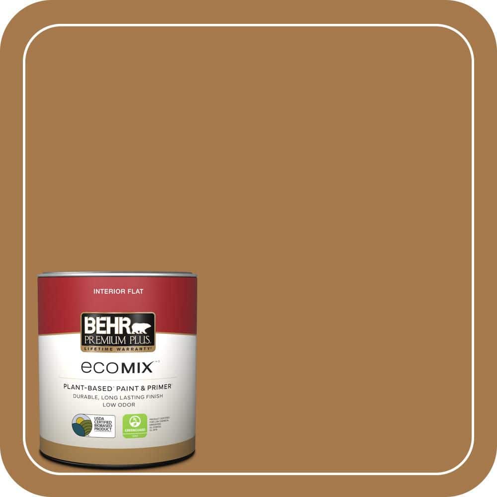 BEHR PREMIUM PLUS 1 qt. Home Decorators #HDC-CL-18A Butter Caramel Flat EcoMix Plant-Based Interior Paint & Primer (1)