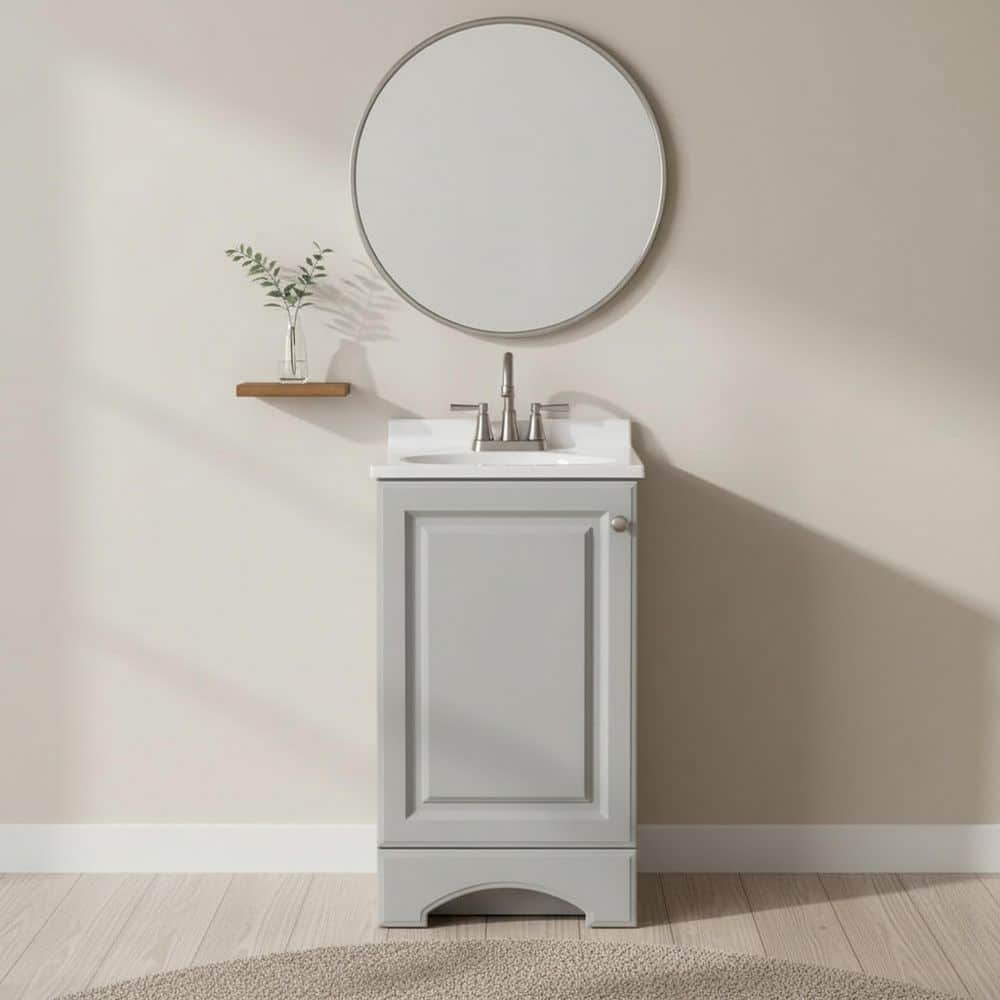Glacier Bay 19 in. Single Sink Pearl Gray Freestanding Bath Vanity with White Cultured Marble Top (Assembled) (2)