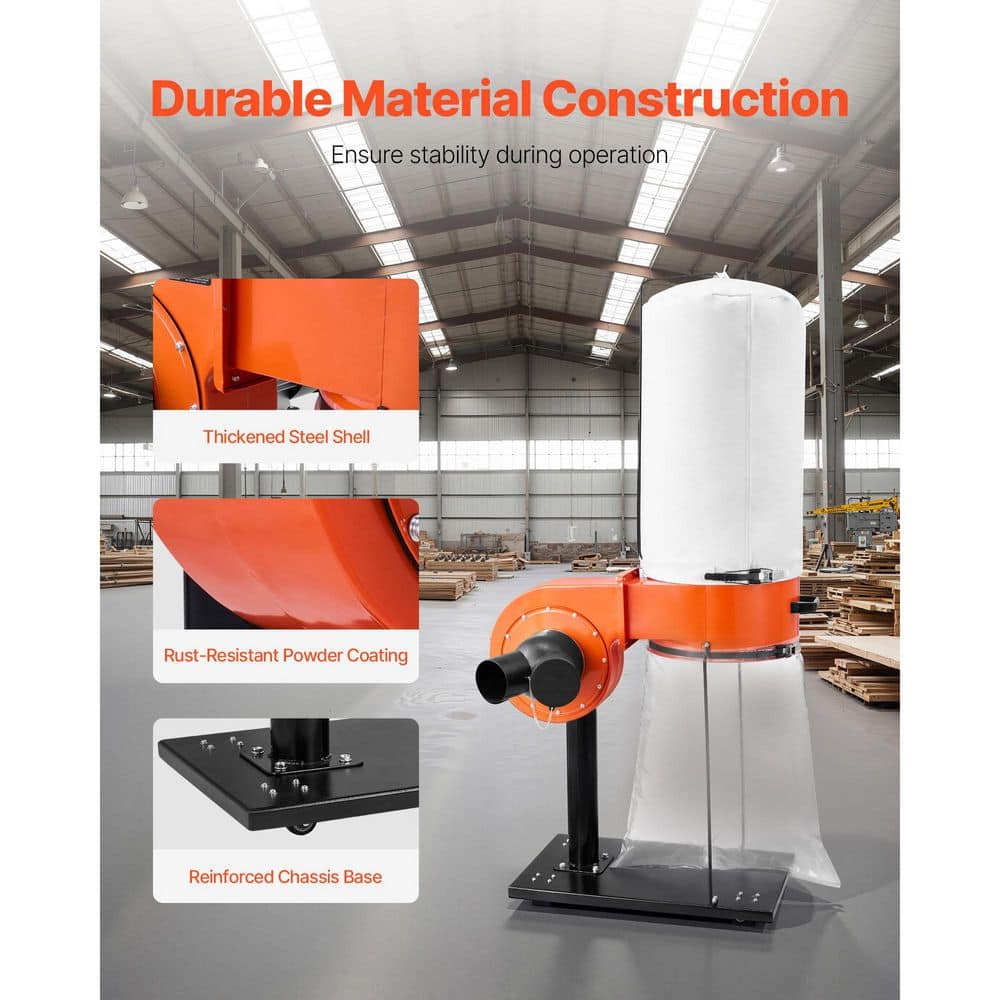 SKYSHALO 800 CFM Dust Collector, 2.5 Micron Vortex Cone Dust Collectors, 1 HP Sawdust Collection System, 3400 RPM High Speed (2)