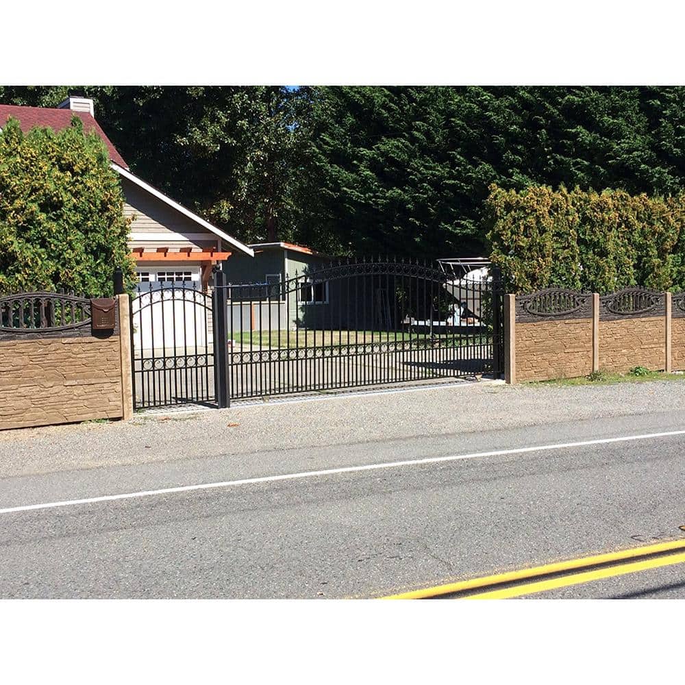 ALEKO London Style 12 ft. x 6 ft. Black Steel Single Slide Driveway with Gate Opener Fence Gate (2)