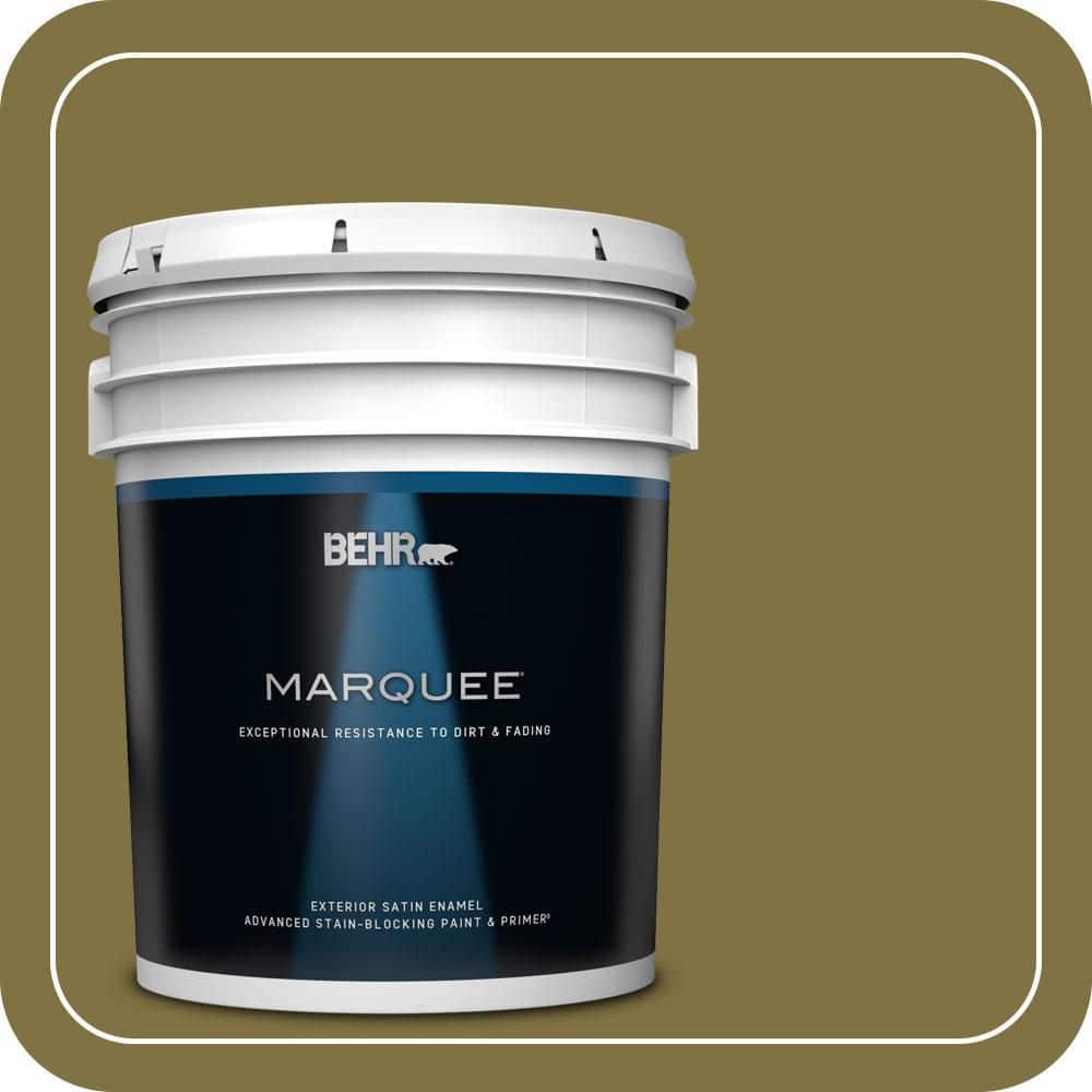 BEHR MARQUEE 5 gal. #S-H-390 Italian Olive Satin Enamel Exterior Paint & Primer
