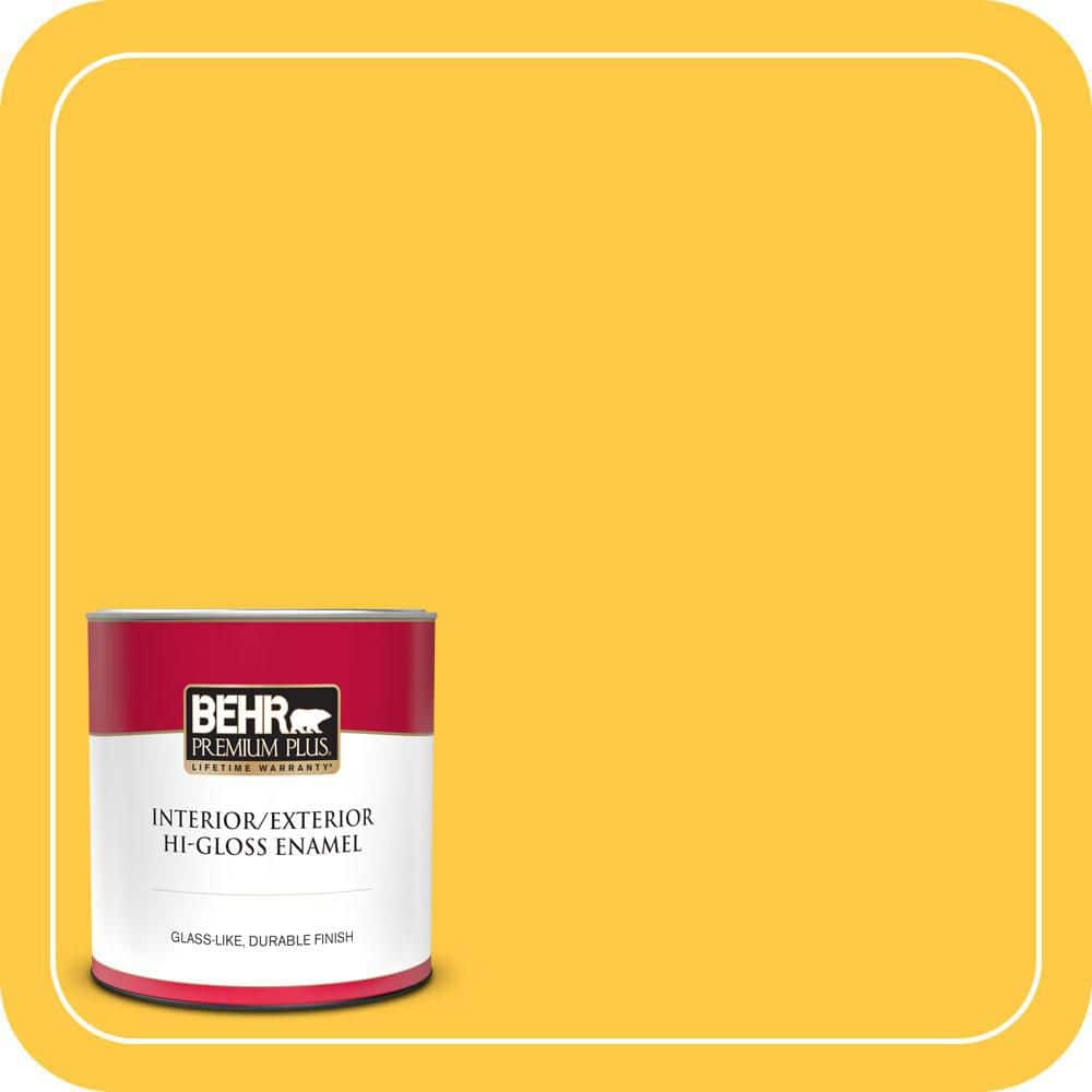 BEHR PREMIUM PLUS 1 qt. #P290-6 English Daisy Hi-Gloss Enamel Interior/Exterior Paint & Primer (1)