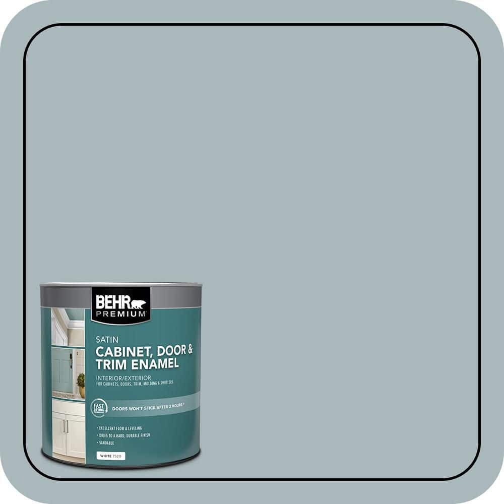 BEHR PREMIUM 1 qt. #N470-3 Half Sea Fog Satin Enamel Interior/Exterior Cabinet, Door & Trim Paint