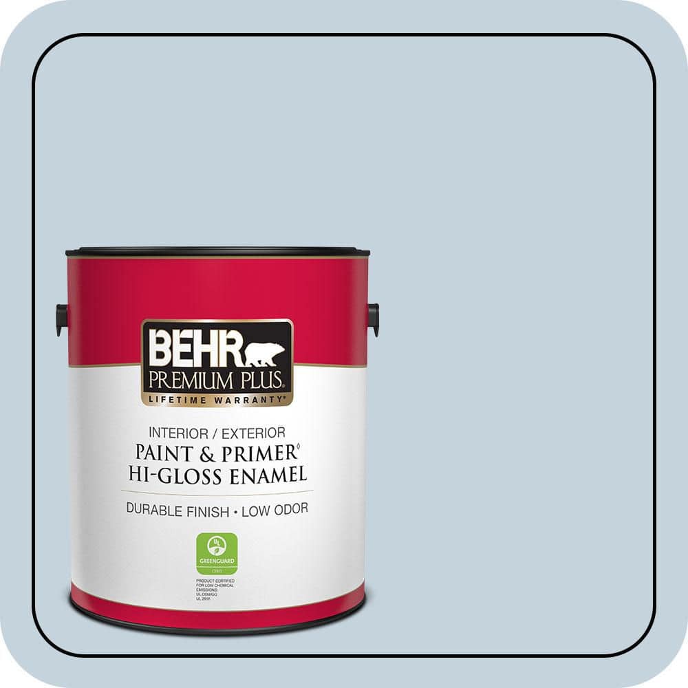 BEHR PREMIUM PLUS 1 gal. #570E-2 Velvet Sky Hi-Gloss Enamel Interior/Exterior Paint & Primer (1)