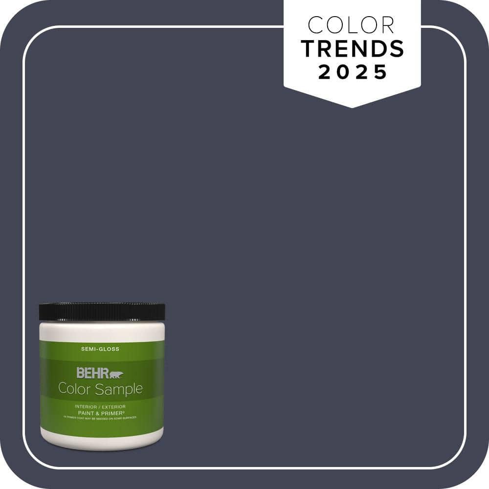BEHR PREMIUM PLUS 8 oz. #PPU15-19 Black Sapphire Semi-Gloss Interior/Exterior Paint & Primer Color Sample