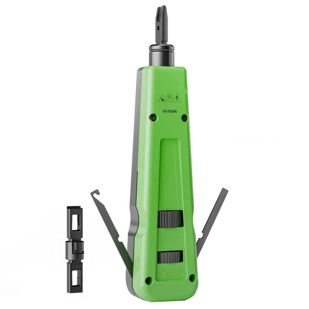 Yichuhaoxi Punch Down Impact Tool Adjustable LO/HI Impact Force 110 66 Blades Ergonomic Handle Network Green 1-Piece (1)