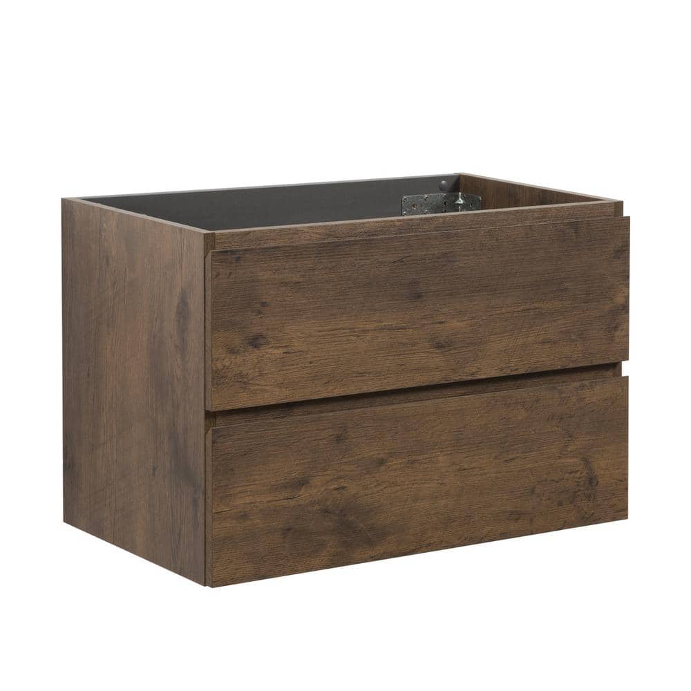 Unbranded 29.6 in. W 17.9 in. D 20.5 in. H Wall Mount Wood Bath Vanity Cabinet without Top Brown with 2-Drawers (2)
