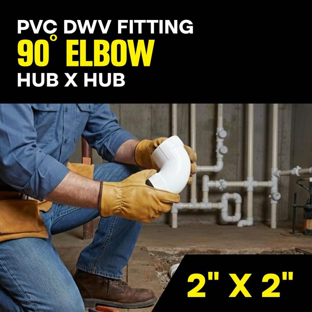 PLUMBFLEX 2 in. White Rigid PVC DWV 1/4 Bend 90° Elbow, 0.21 ft. Long, Hub x Hub, Schedule 40 (25 Pack) (3)
