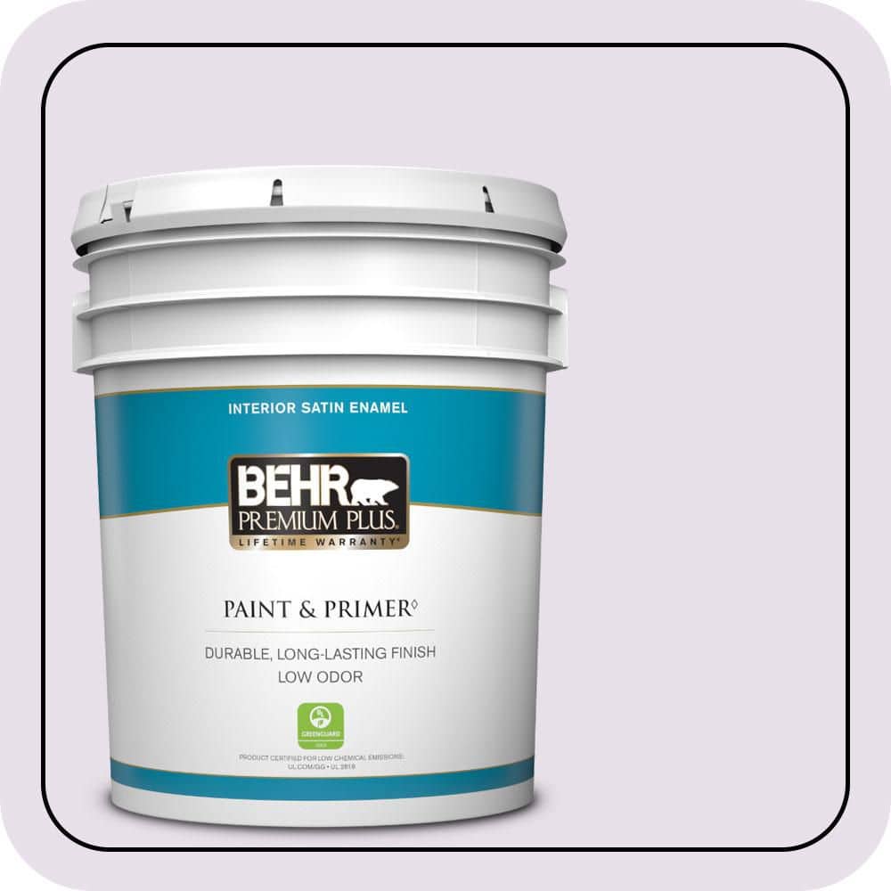 BEHR PREMIUM PLUS 5 gal. #660C-1 Bubble Bath Satin Enamel Low Odor Interior Paint & Primer