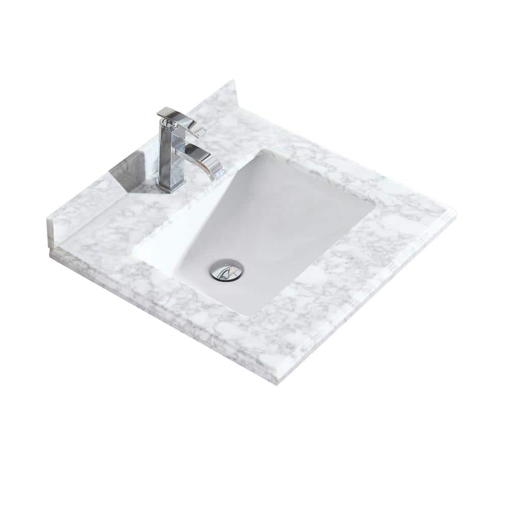 Laviva 24 in. W 22 in. D Carrara Marble Vanity Top with Rectangular Single Sink