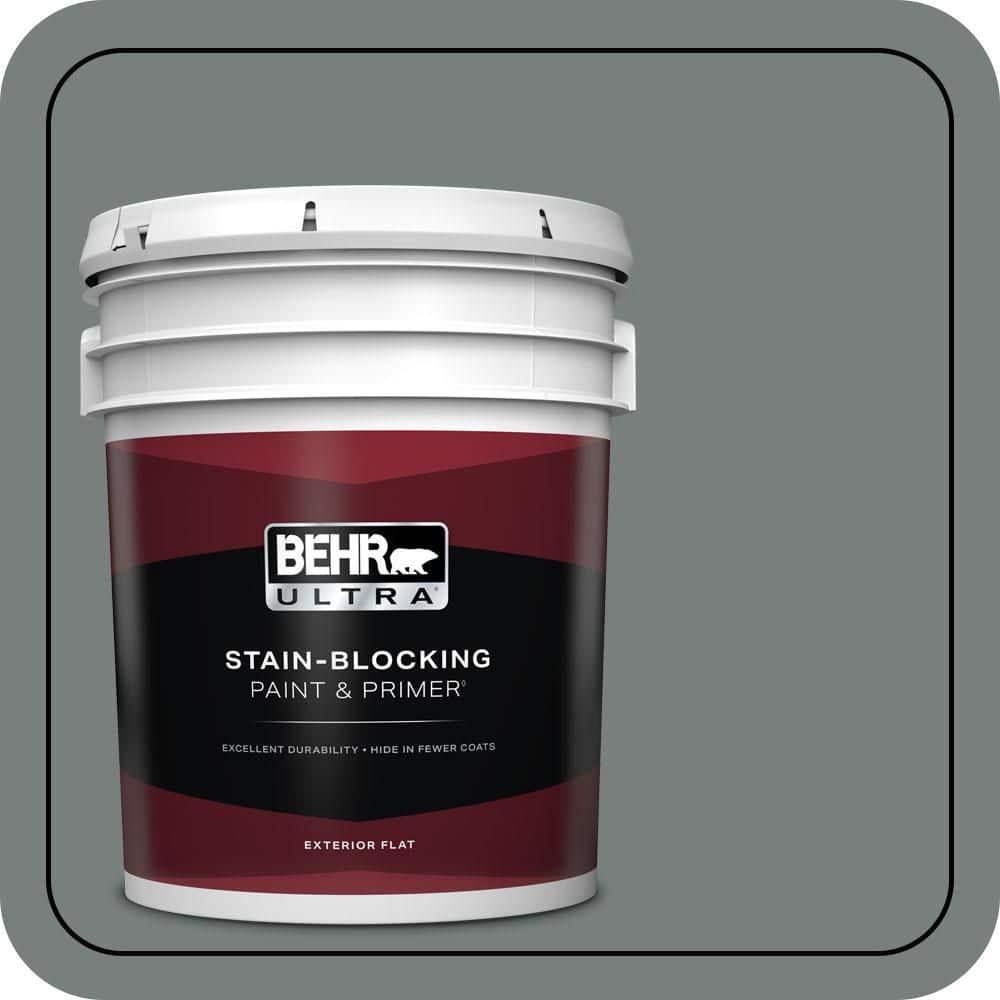 BEHR ULTRA 5 gal. #PPU25-18 Shutter Gray Flat Exterior Paint & Primer