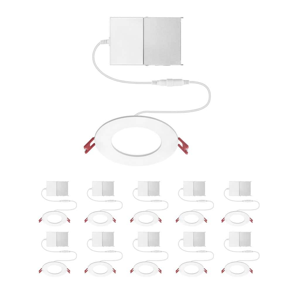 Commercial Electric 10-Pack Value Series 4 in. Slim Canless Lights - White - Integrated LED Recessed Light Trim