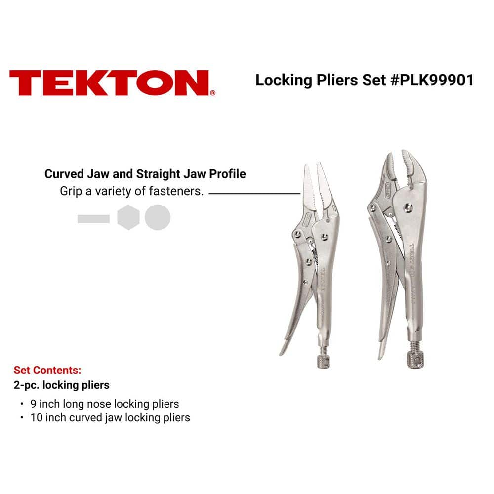 TEKTON Curved Jaw, Long Nose Locking Pliers Set (2-Piece) (2)