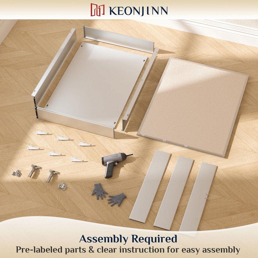 KeonJinn 40 in. W x 32 in. H Rectangular Beveled Frameless Metal Silver Surface Mount/Recessed Medicine Cabinet with Mirror (3)