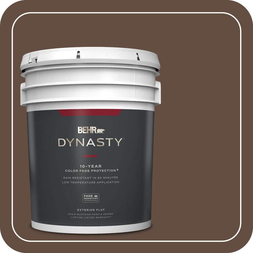 BEHR DYNASTY 5 gal. #S-G-760 Chocolate Coco Flat Exterior Stain-Blocking Paint & Primer