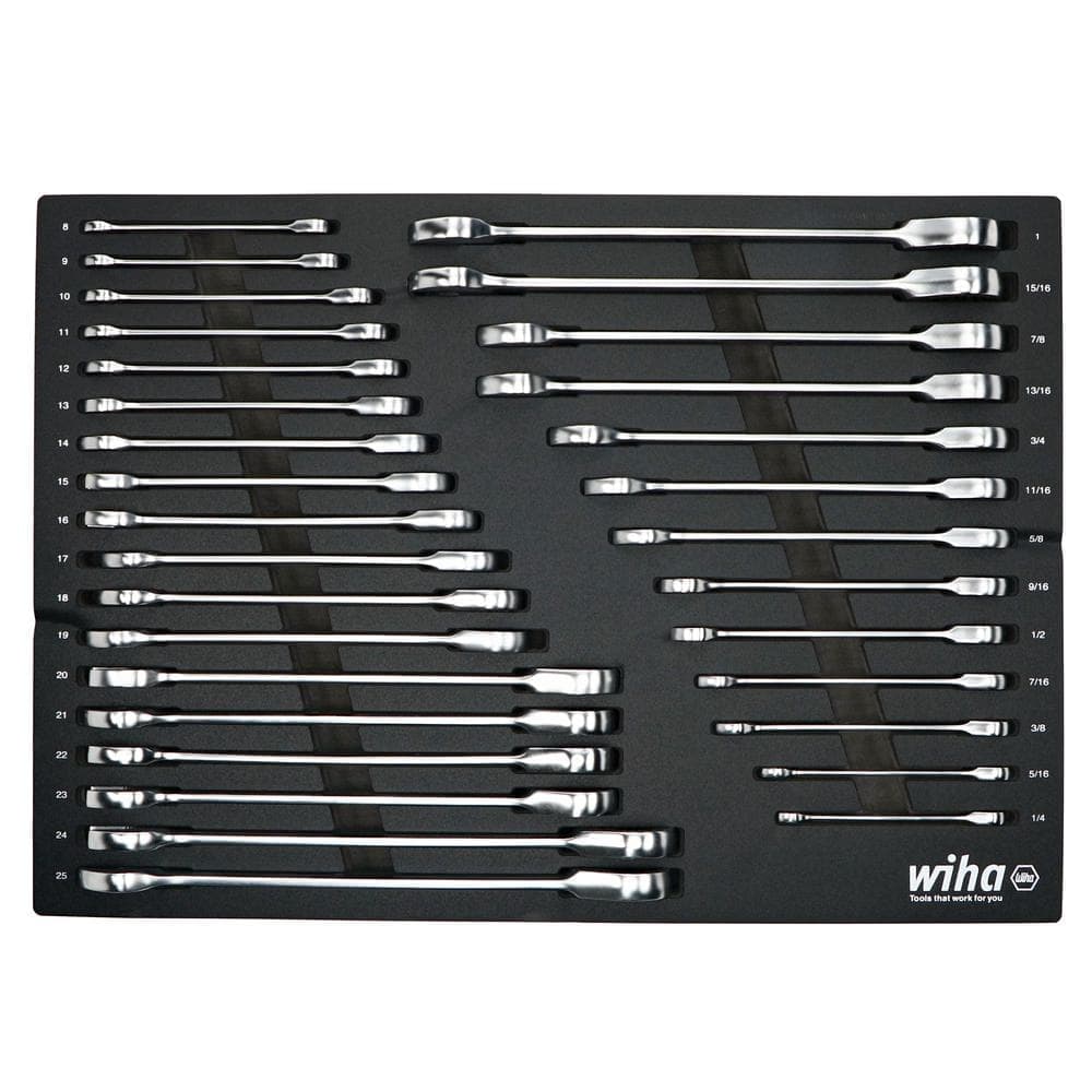 Wiha Ratcheting Wrench Tray Set - SAE and Metric (31-Piece)