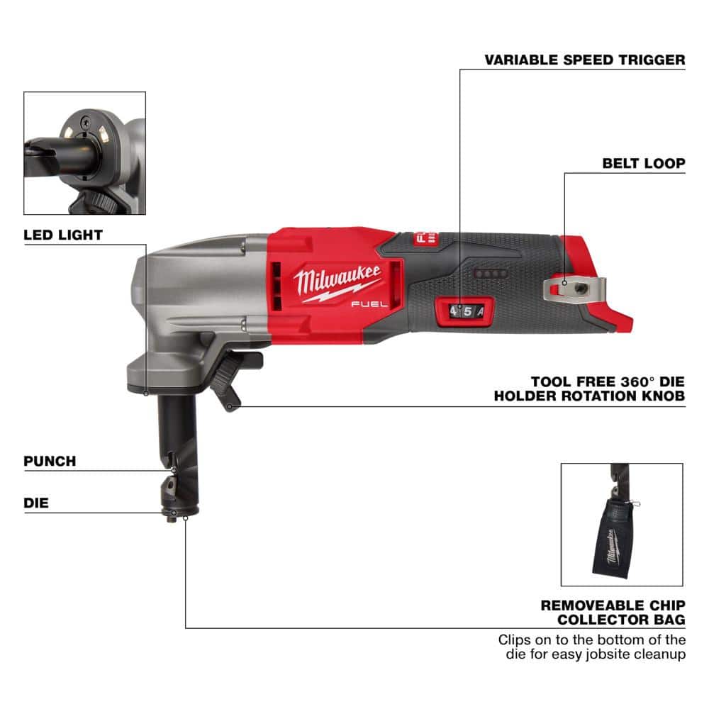 Milwaukee M12 FUEL 12-Volt Lithium-Ion Brushless Cordless 16-Gauge Variable Speed Nibbler (Tool-Only) (4)