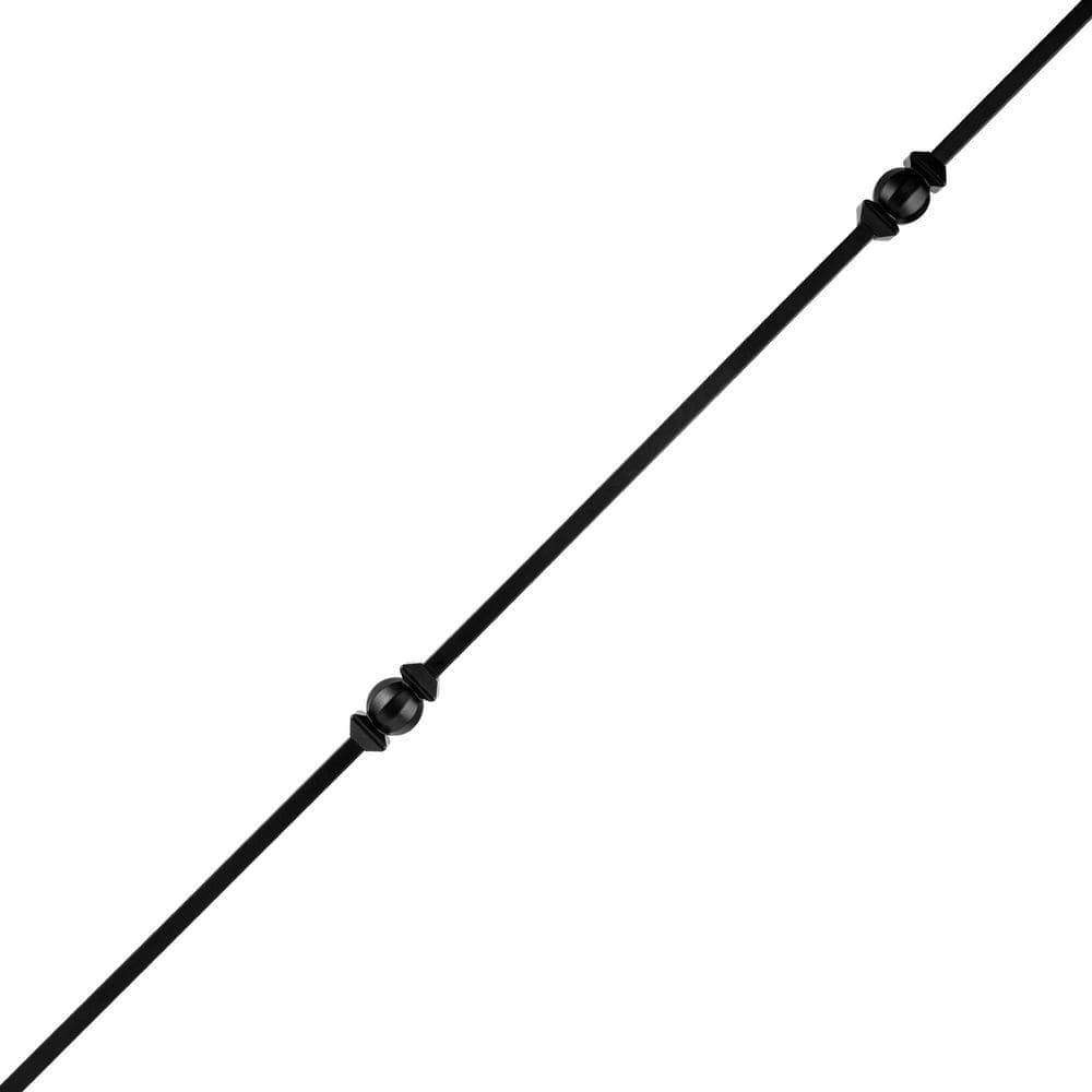 NUVO IRON 44 in. H x 1/2 in. W Black Steel Long Hollow Interior Stair Railing Square Baluster Double Ball and Sphere (12-Pack) (3)