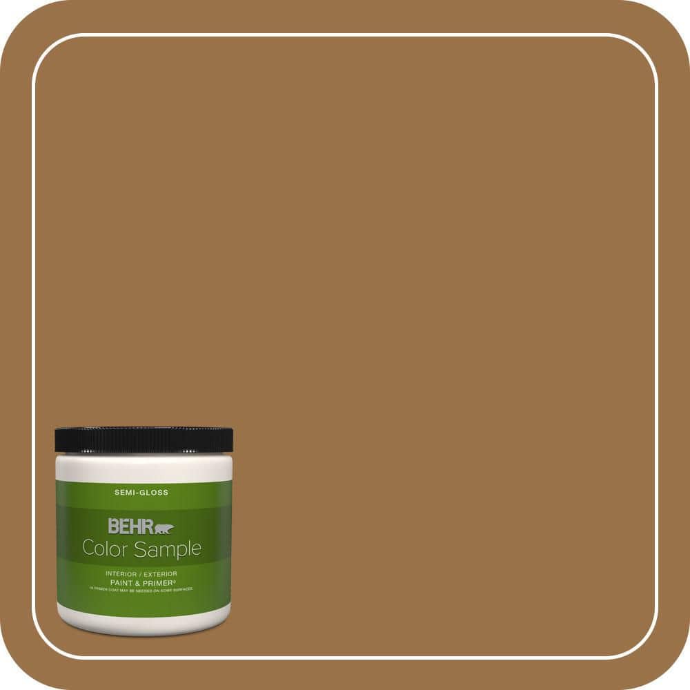 BEHR PREMIUM PLUS 8 oz. #PPU4-17 Olympic Bronze Semi-Gloss Interior/Exterior Paint & Primer Color Sample