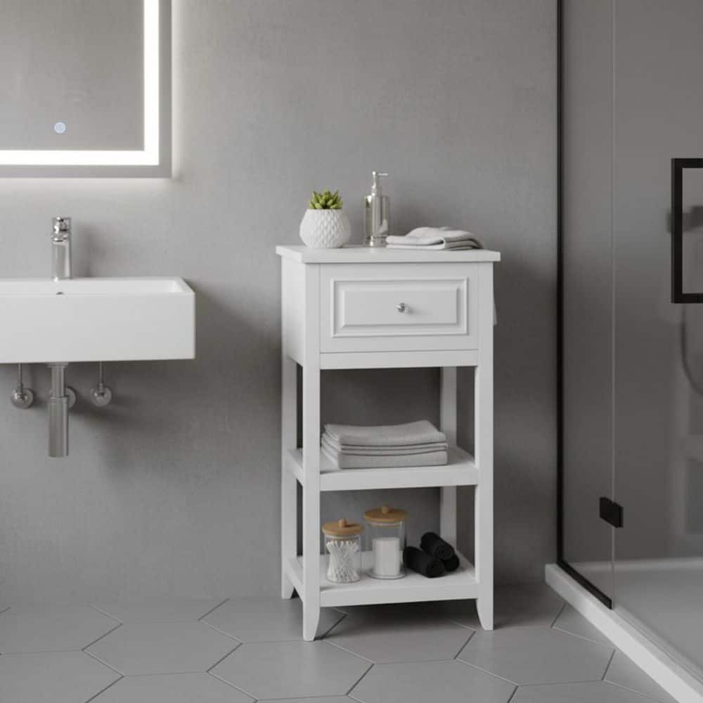 Teamson Home Johnston 15 in. W x 28 in. H x 11-1/8 in. D 2-Shelf Bathroom Linen Storage Floor Cabinet in White