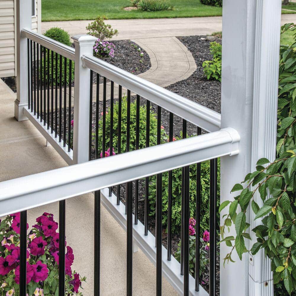 Barrette Outdoor Living Bella Premier Series 6 ft. x 36 in. White Vinyl Rail Kit with Black Aluminum Balusters (2)